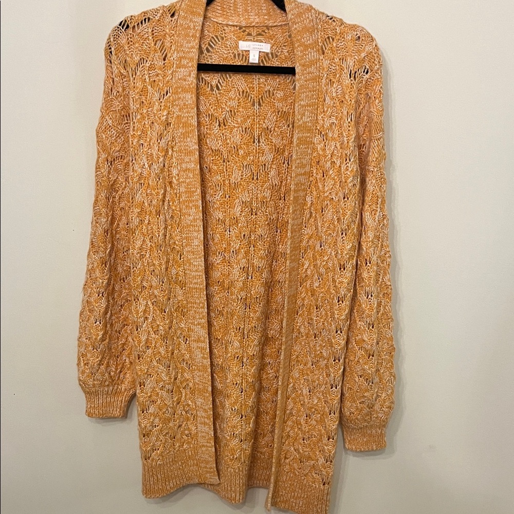 LC Lauren Conrad Textured Knit Cardigan in Warm Brown